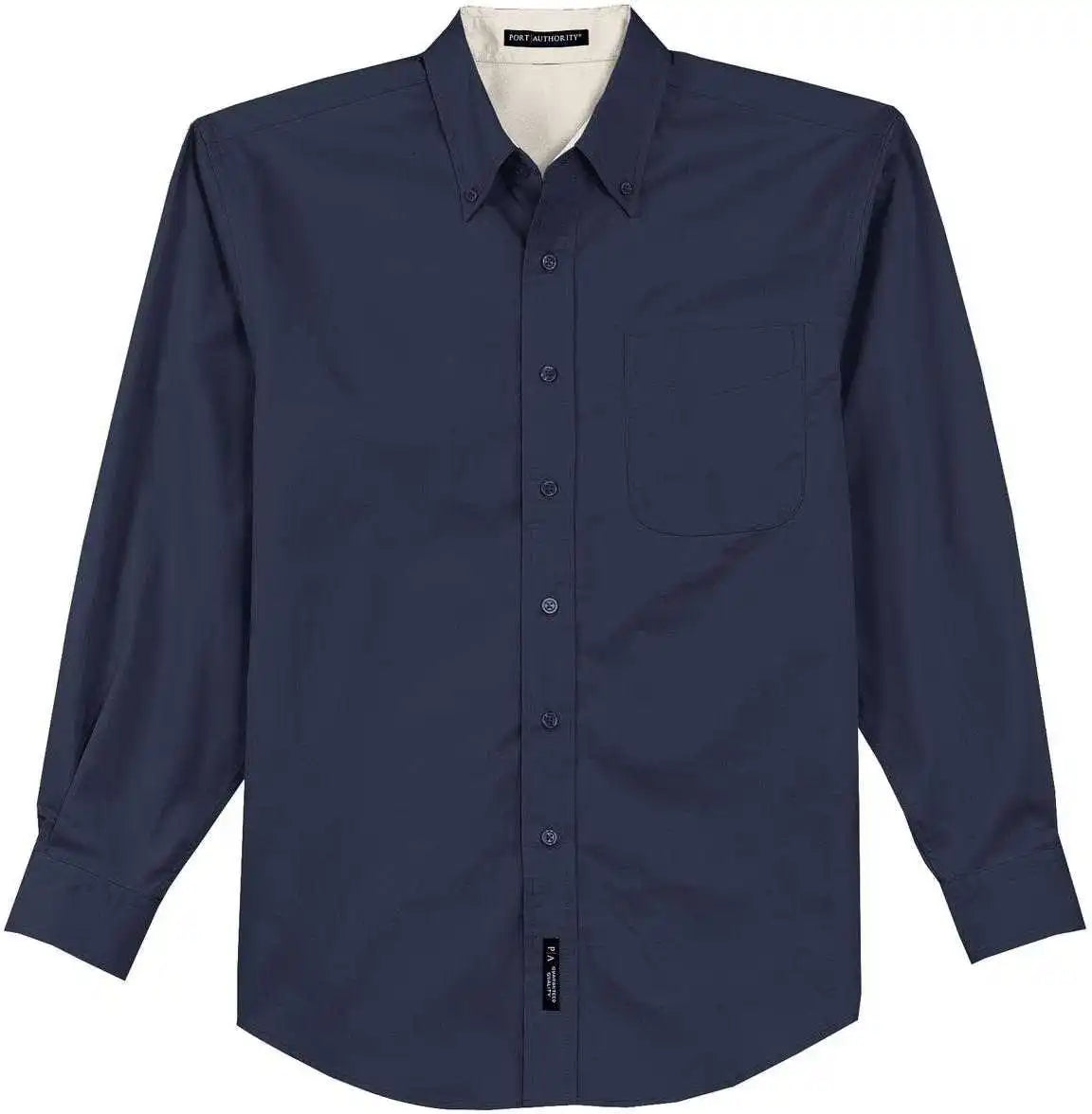 Port Authority Tls608 Tall Long Sleeve Easy Care Shirt Navy Light Stone