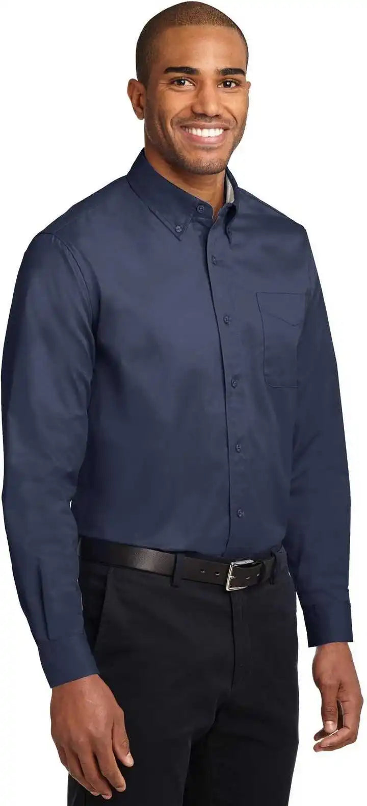 Port Authority Tls608 Tall Long Sleeve Easy Care Shirt Navy Light Stone