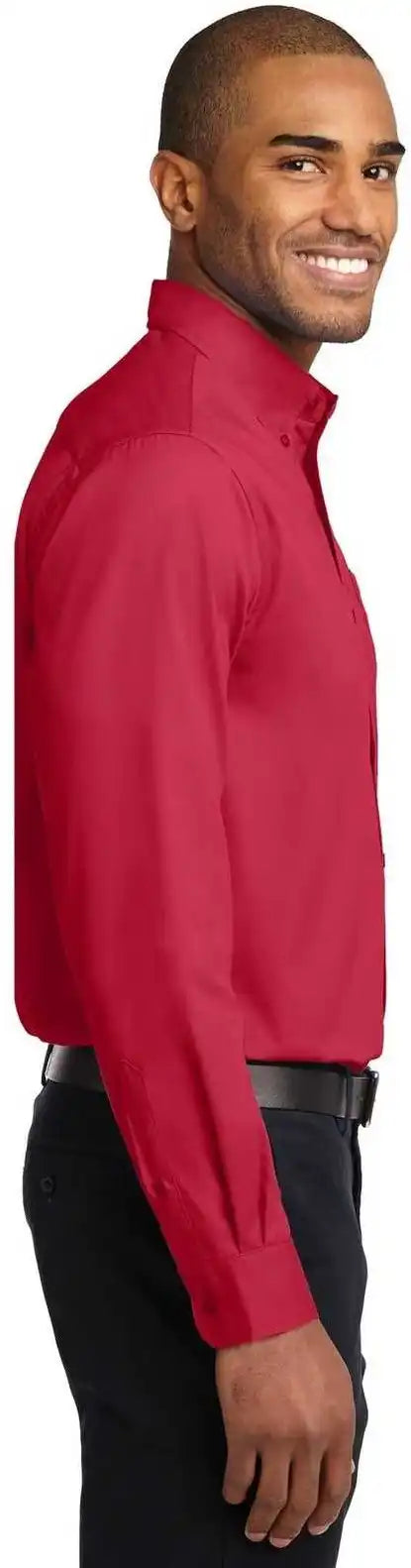 Port Authority Tls608 Tall Long Sleeve Easy Care Shirt Red Light Stone