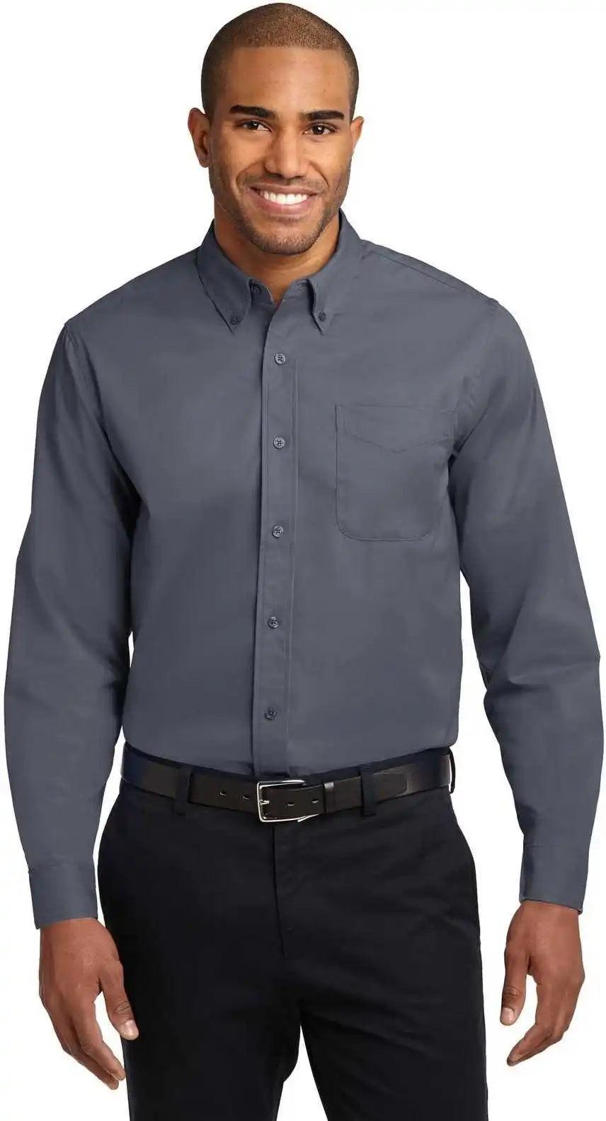 Port Authority Tls608 Tall Long Sleeve Easy Care Shirt Steel Gray Light Stone