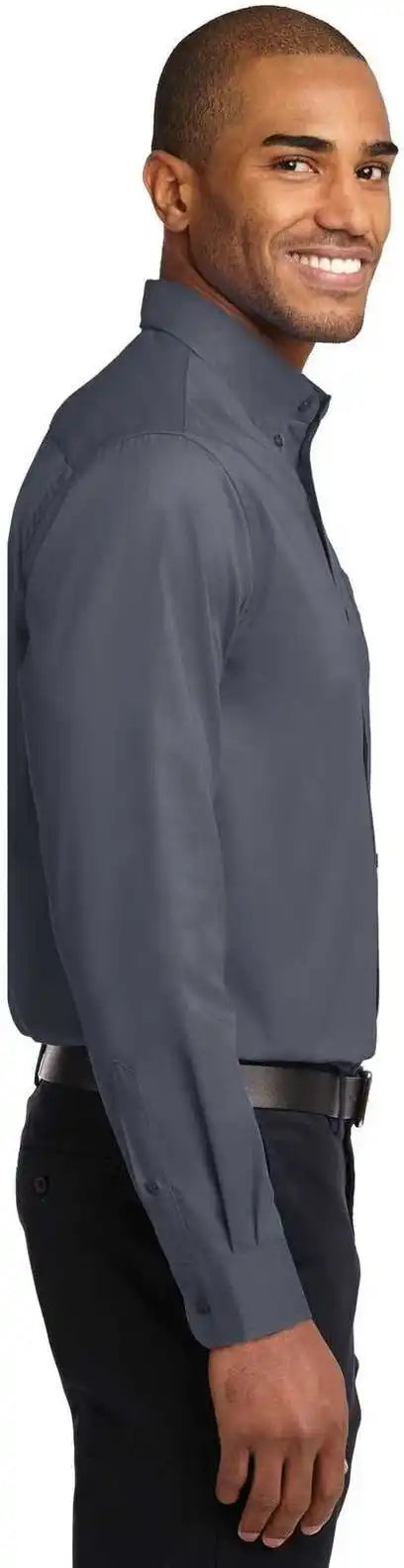 Port Authority Tls608 Tall Long Sleeve Easy Care Shirt Steel Gray Light Stone