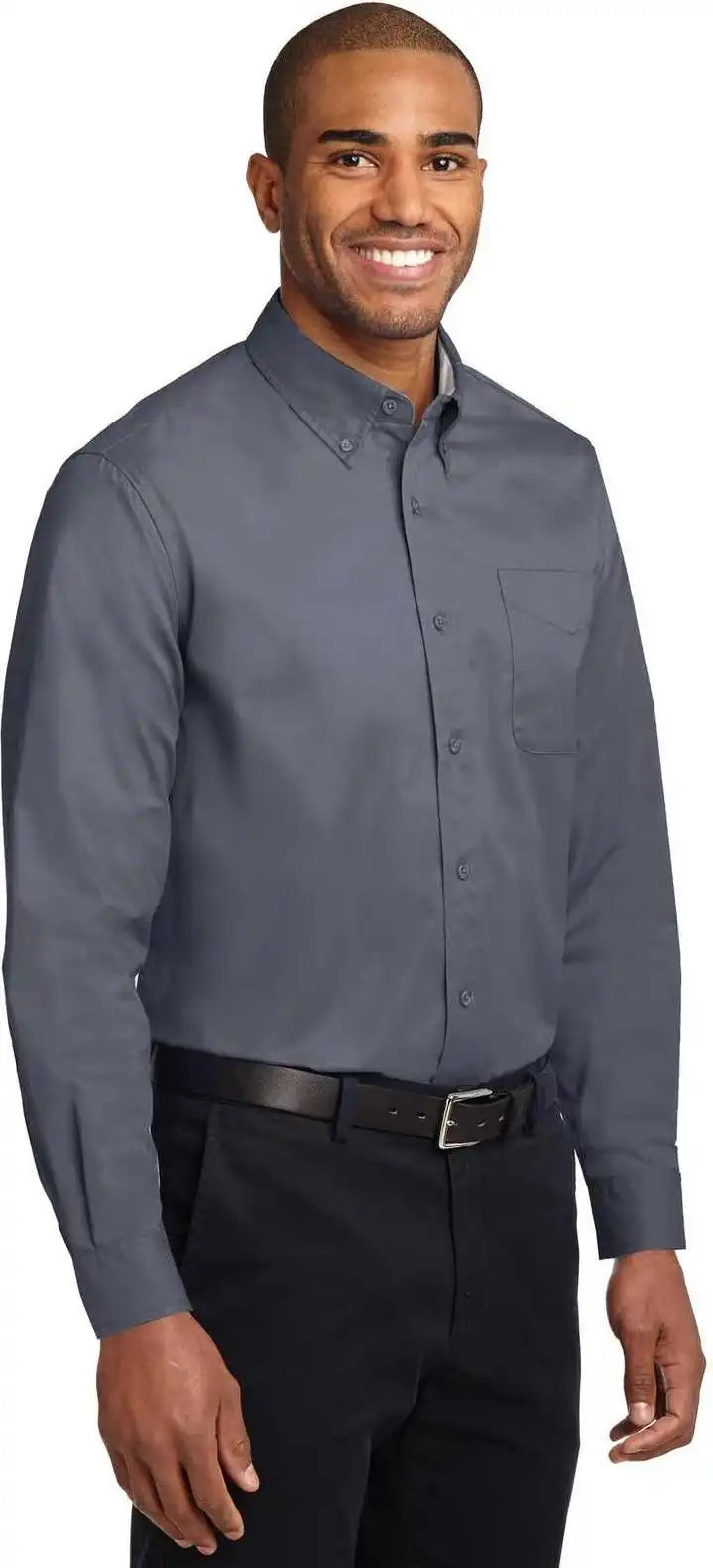 Port Authority Tls608 Tall Long Sleeve Easy Care Shirt Steel Gray Light Stone