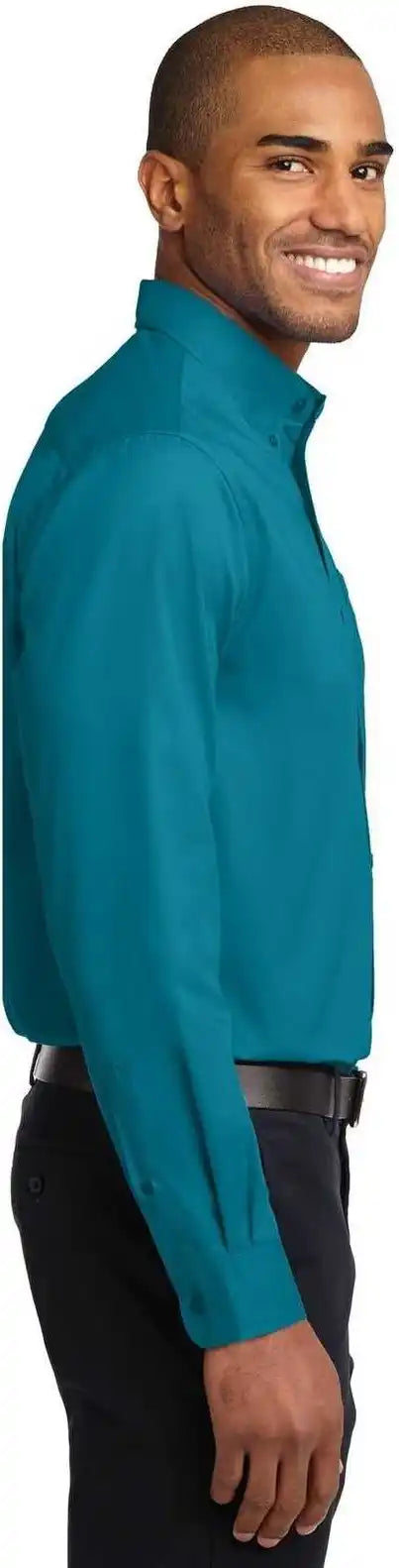 Port Authority Tls608 Tall Long Sleeve Easy Care Shirt Teal Green