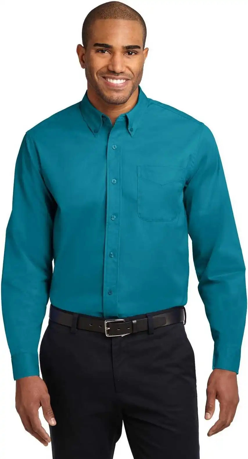 Port Authority Tls608 Tall Long Sleeve Easy Care Shirt Teal Green