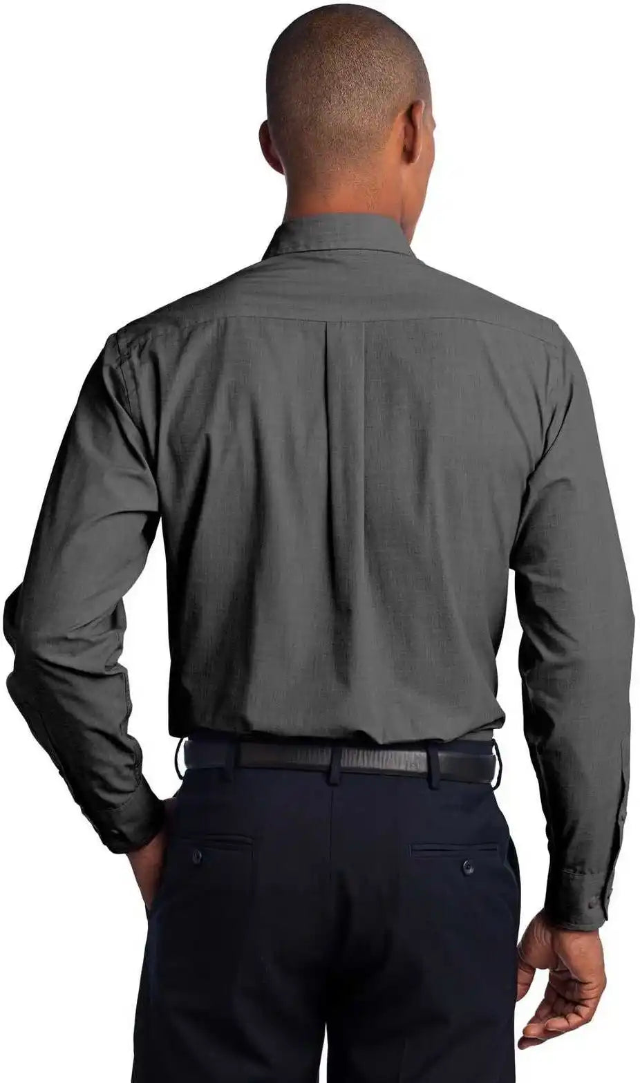 Port Authority Tls640 Tall Crosshatch Easy Care Shirt - Soft Black