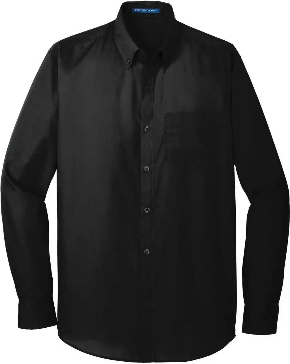 Port Authority Tw100 Tall Long Sleeve Carefree Poplin Shirt Deep Black