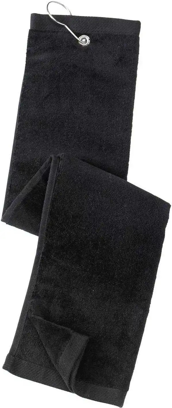 Port Authority Tw50 Grommeted Tri Fold Golf Towel Black / one Size Fits Most
