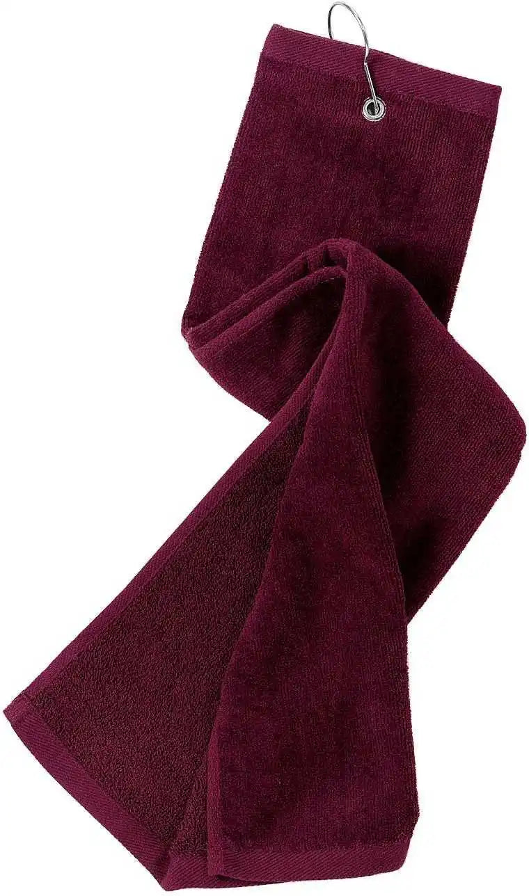 Port Authority Tw50 Grommeted Tri-fold Golf Towel - Maroon - one Size Fits Most