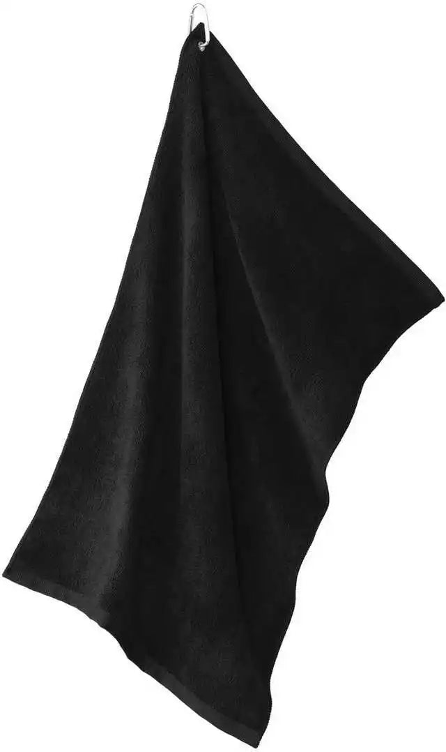 Port Authority Tw530 Grommeted Microfiber Golf Towel - Black - one Size Fits Most