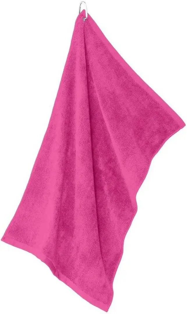 Port Authority Tw530 Grommeted Microfiber Golf Towel - Pop Raspberry - Red / one Size Fits Most