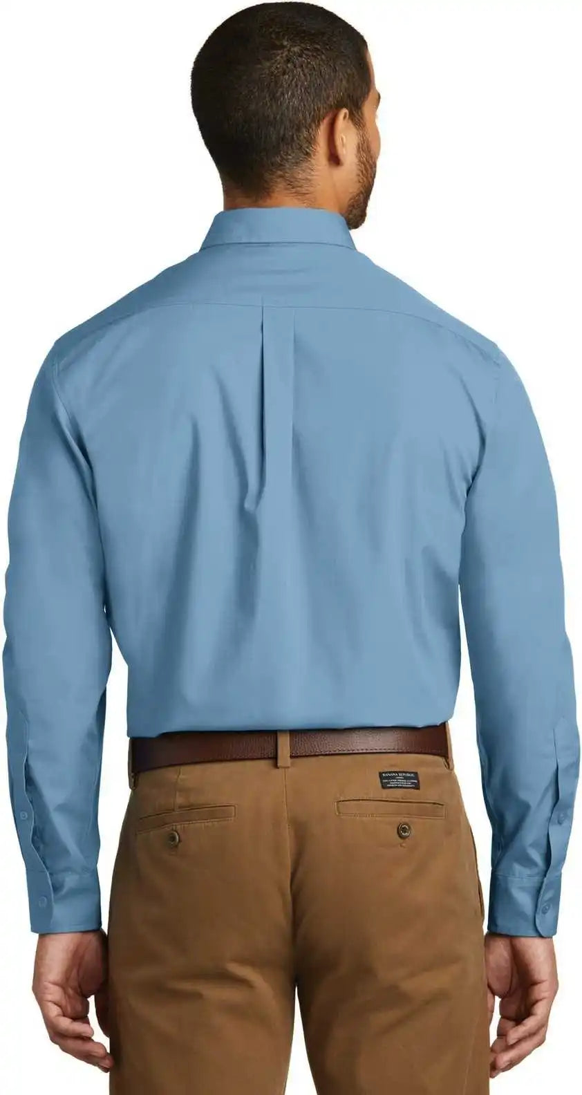 Port Authority W100 Long Sleeve Carefree Poplin Shirt - Carolina Blue