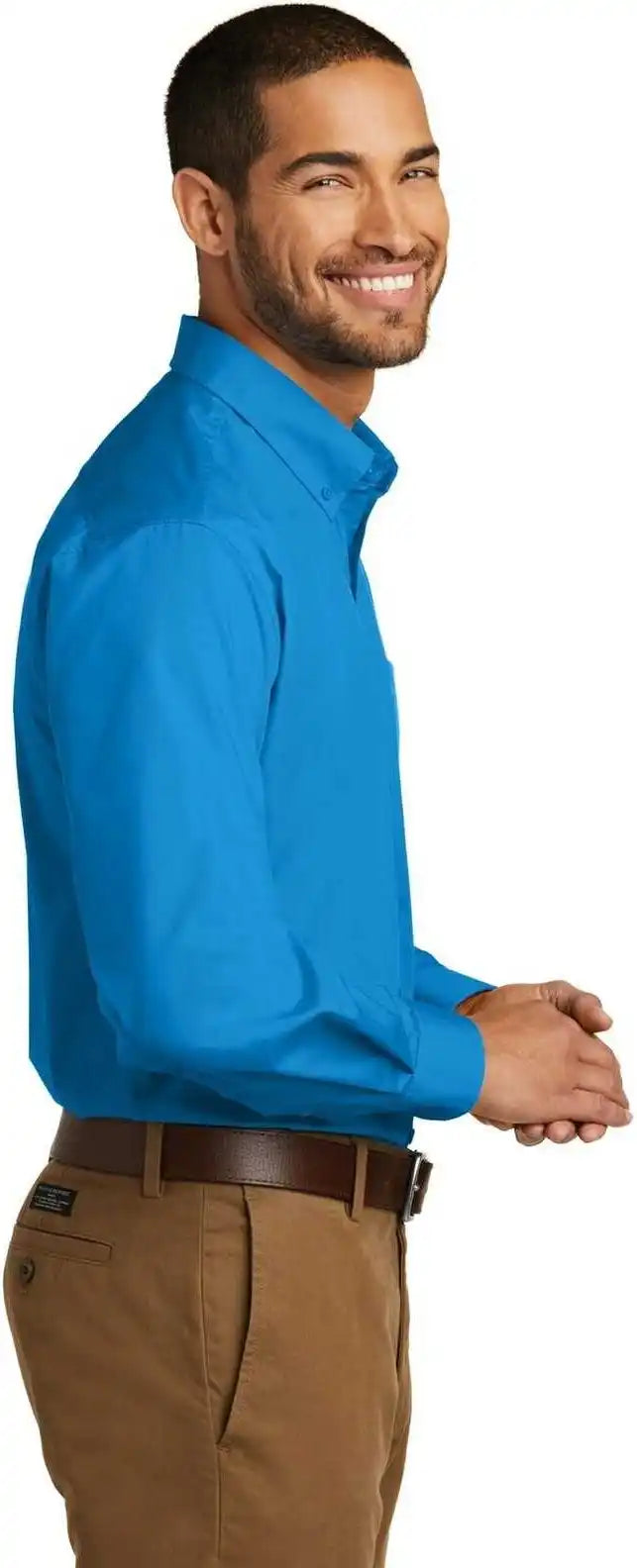 Port Authority W100 Long Sleeve Carefree Poplin Shirt - Coastal Blue