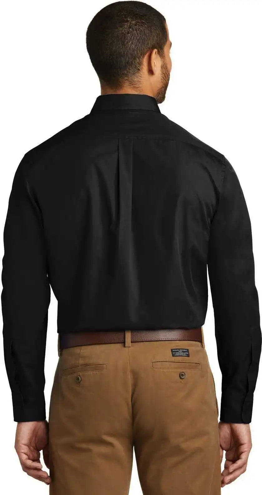 Port Authority W100 Long Sleeve Carefree Poplin Shirt Deep Black