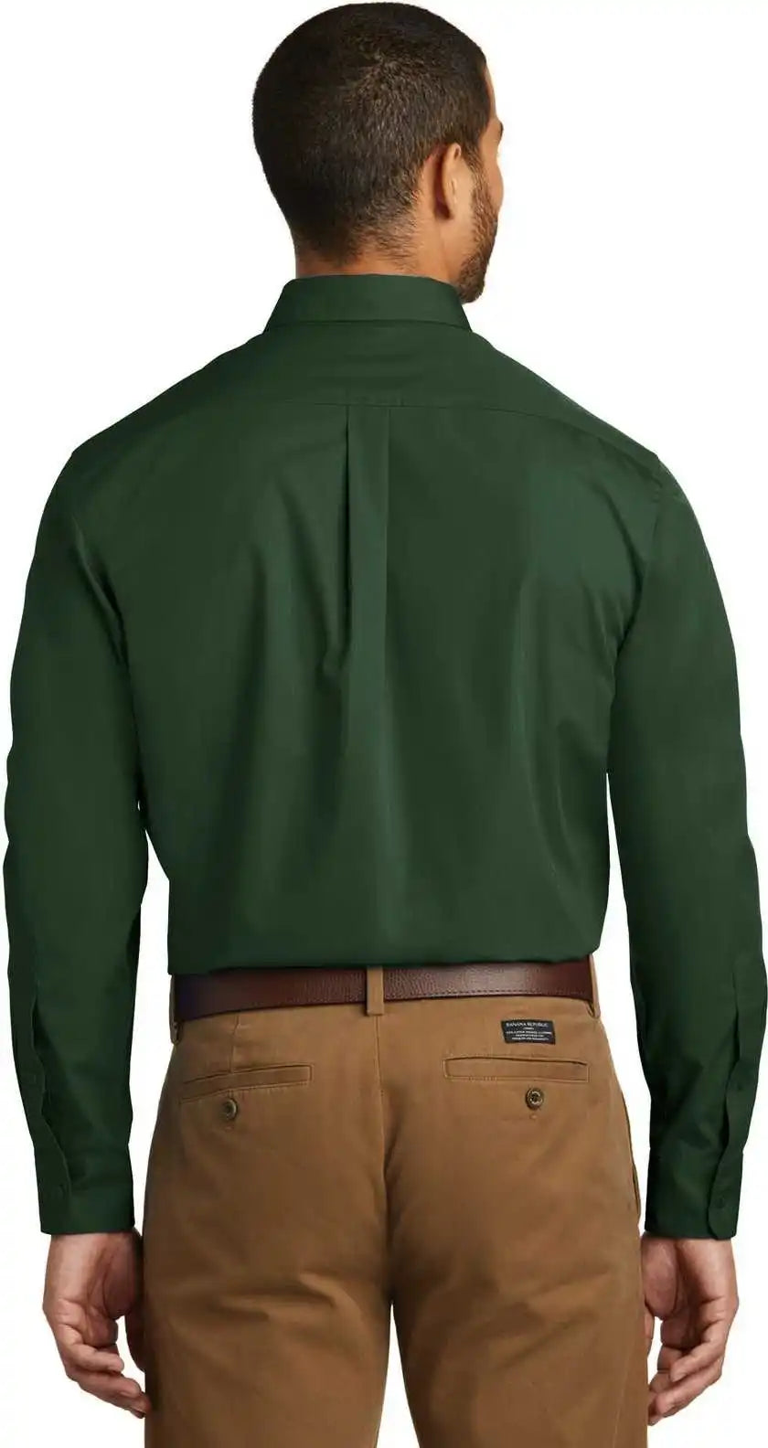 Port Authority W100 Long Sleeve Carefree Poplin Shirt - Deep Forest Green