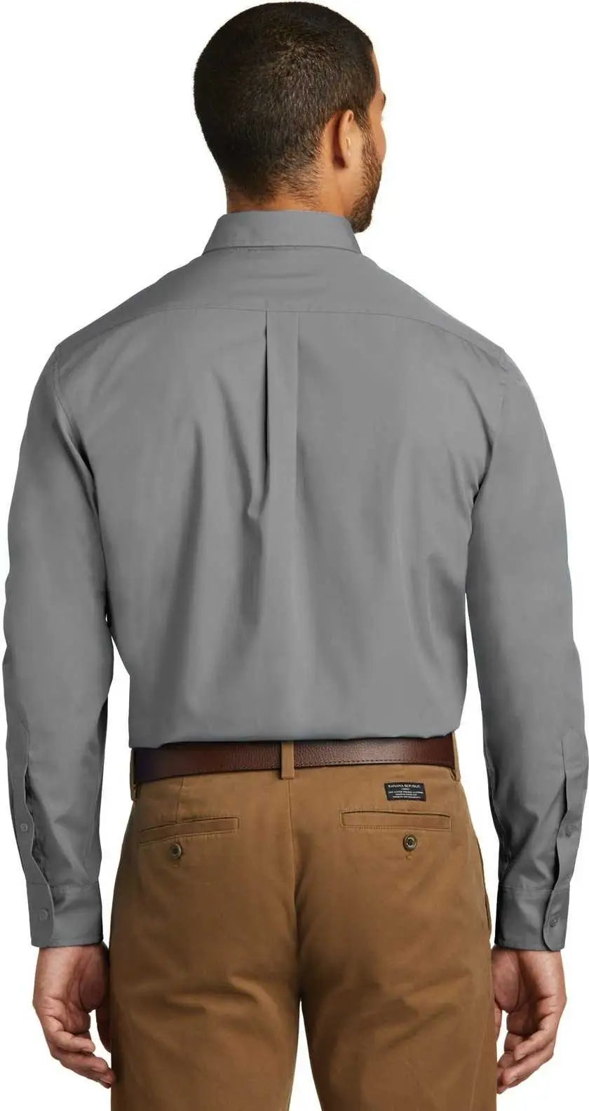 Port Authority W100 Long Sleeve Carefree Poplin Shirt - Gusty Gray