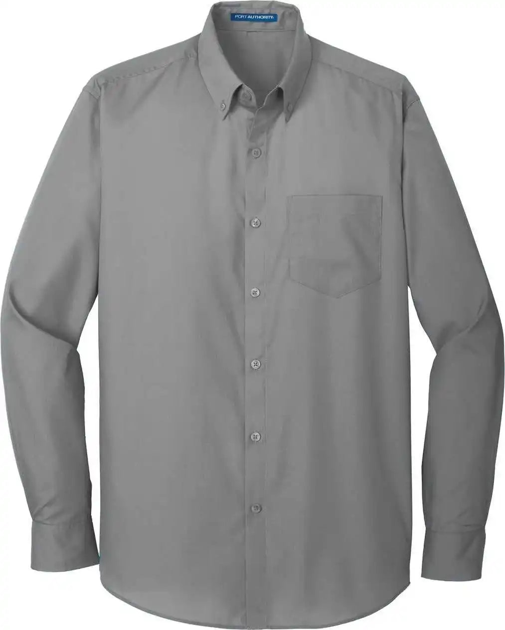Port Authority W100 Long Sleeve Carefree Poplin Shirt - Gusty Grey