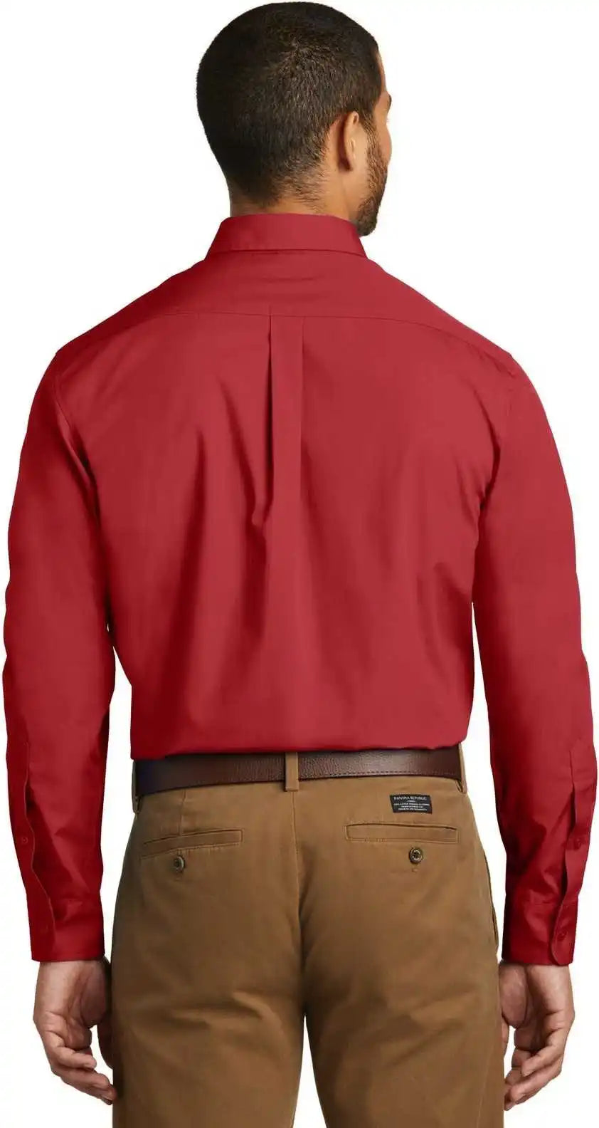 Port Authority W100 Long Sleeve Carefree Poplin Shirt - Rich Red