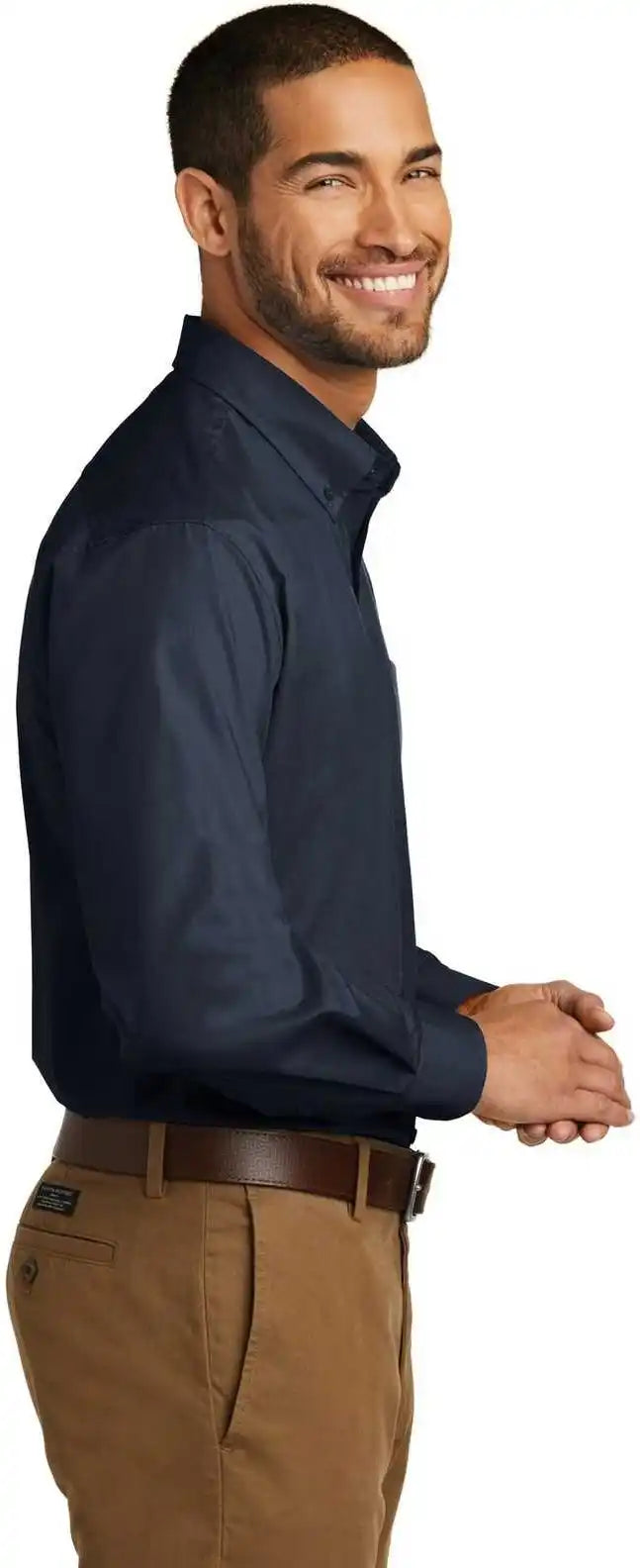 Port Authority W100 Long Sleeve Carefree Poplin Shirt River Blue Navy