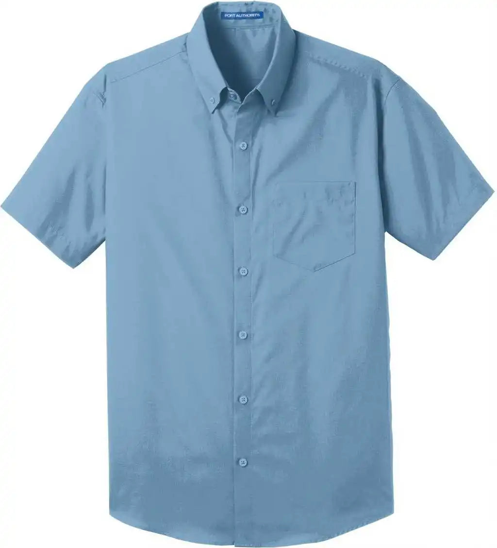 Port Authority W101 Short Sleeve Carefree Poplin Shirt - Carolina Blue