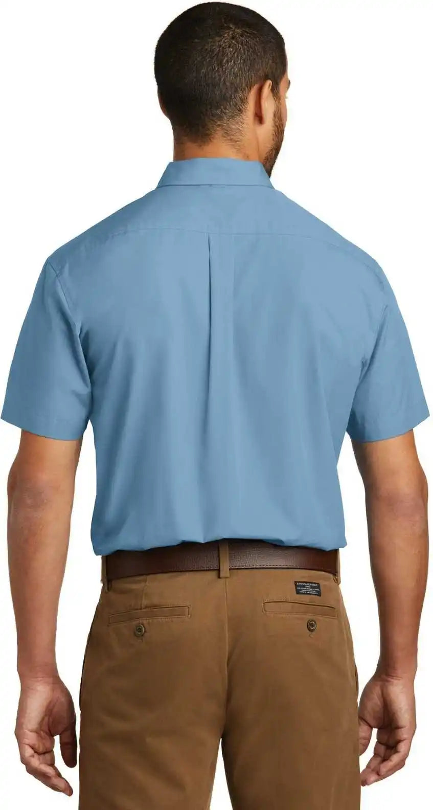 Port Authority W101 Short Sleeve Carefree Poplin Shirt - Carolina Blue