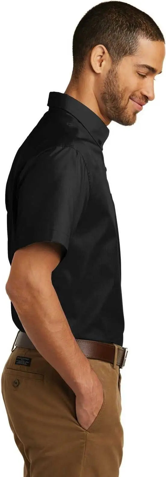 Port Authority W101 Short Sleeve Carefree Poplin Shirt - Deep Black