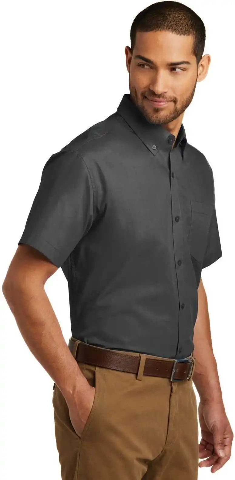 Port Authority W101 Short Sleeve Carefree Poplin Shirt Graphite