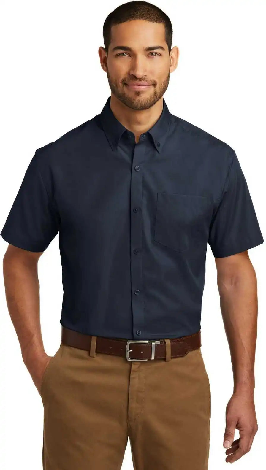 Port Authority W101 Short Sleeve Carefree Poplin Shirt - River Blue Navy