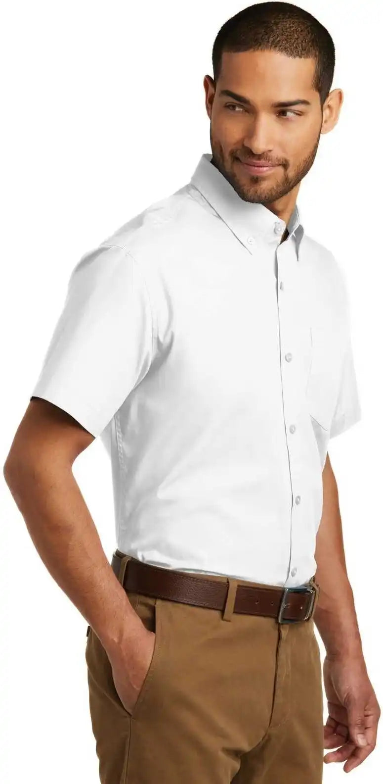 Port Authority W101 Short Sleeve Carefree Poplin Shirt White