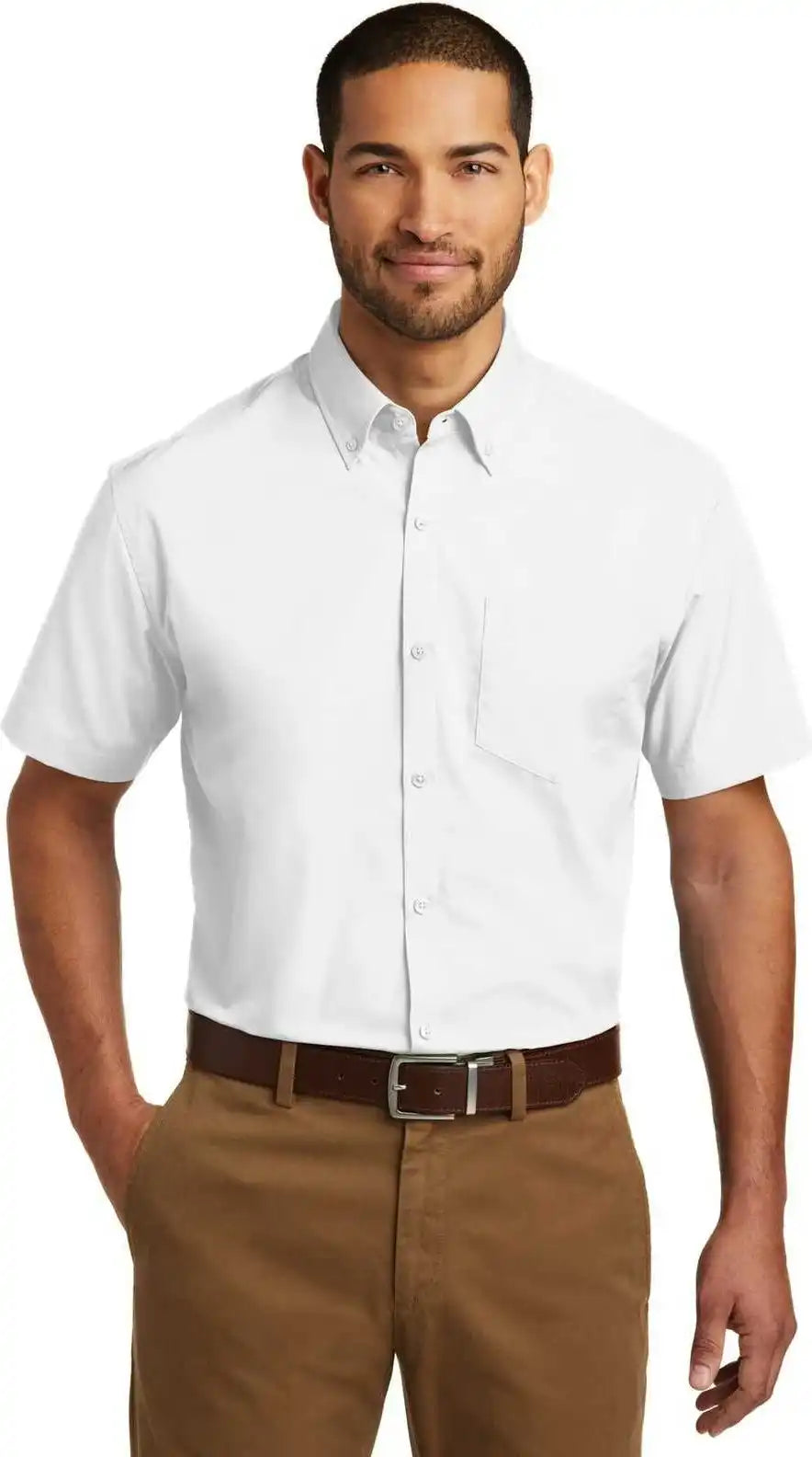 Port Authority W101 Short Sleeve Carefree Poplin Shirt - White