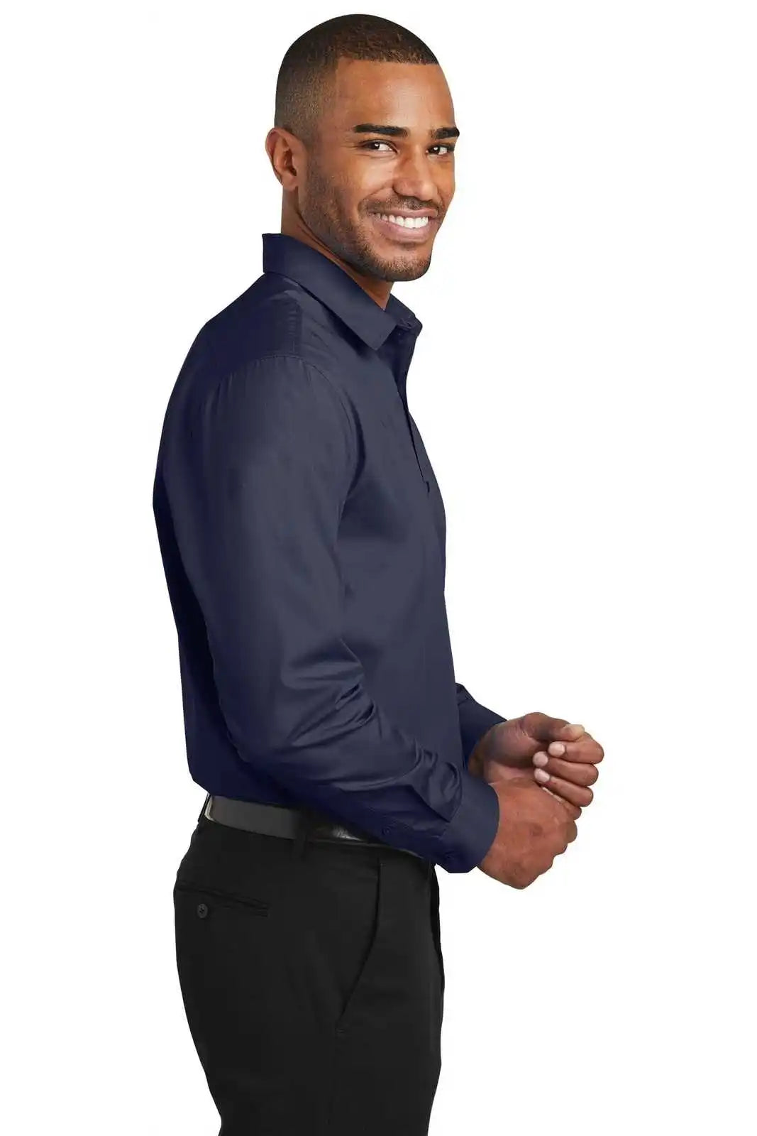 Port Authority W103 Slim Fit Carefree Poplin Shirt - River Blue Navy