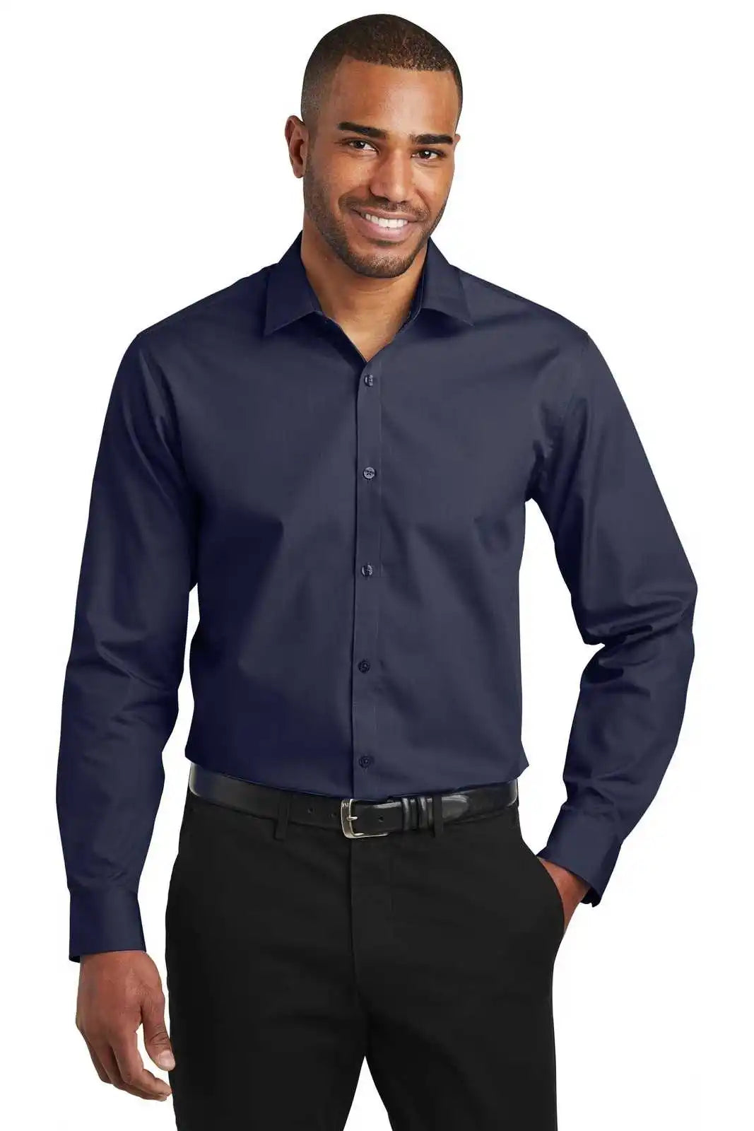 Port Authority W103 Slim Fit Carefree Poplin Shirt - River Blue Navy