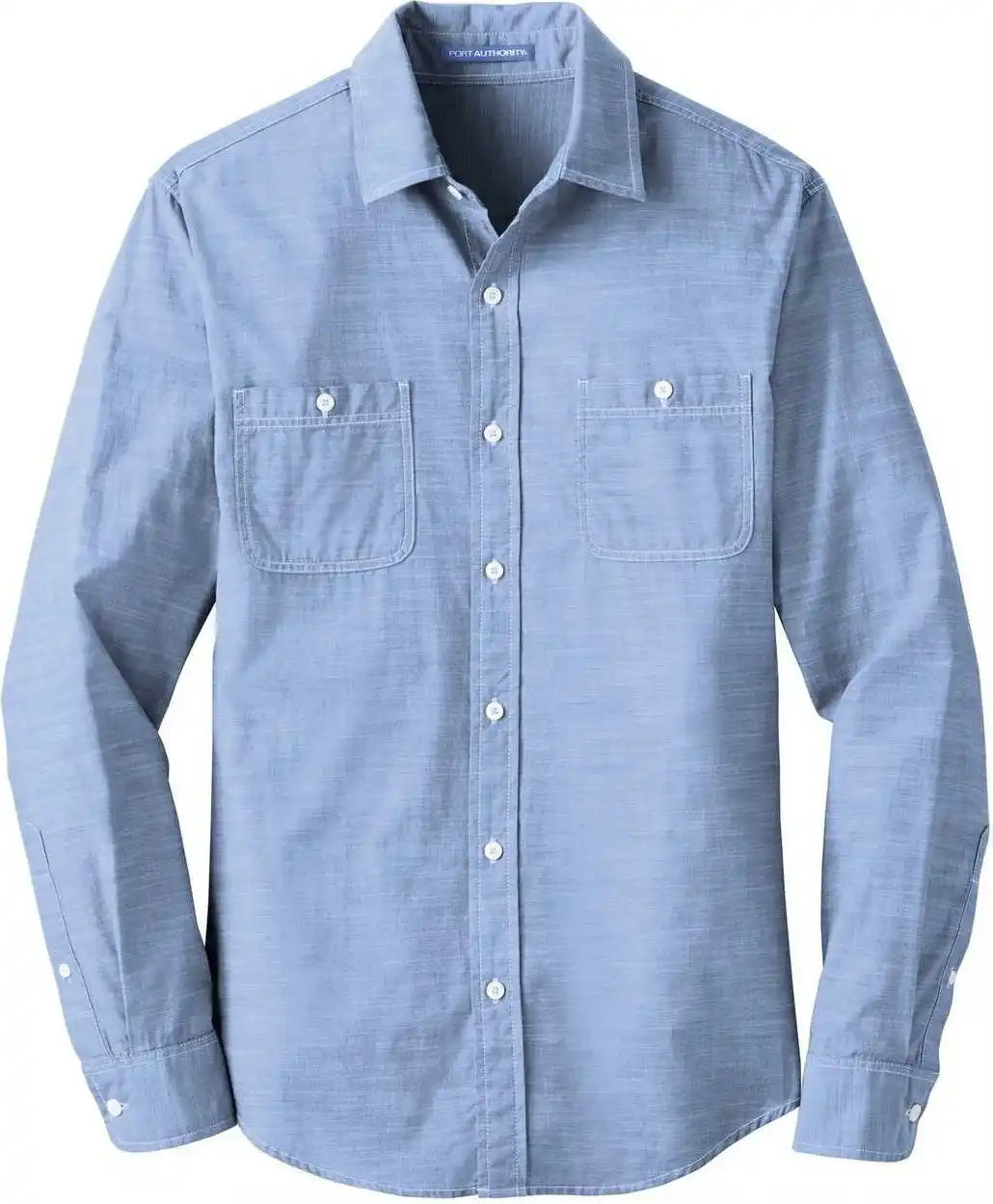 Port Authority W380 Slub Chambray Shirt Light Blue