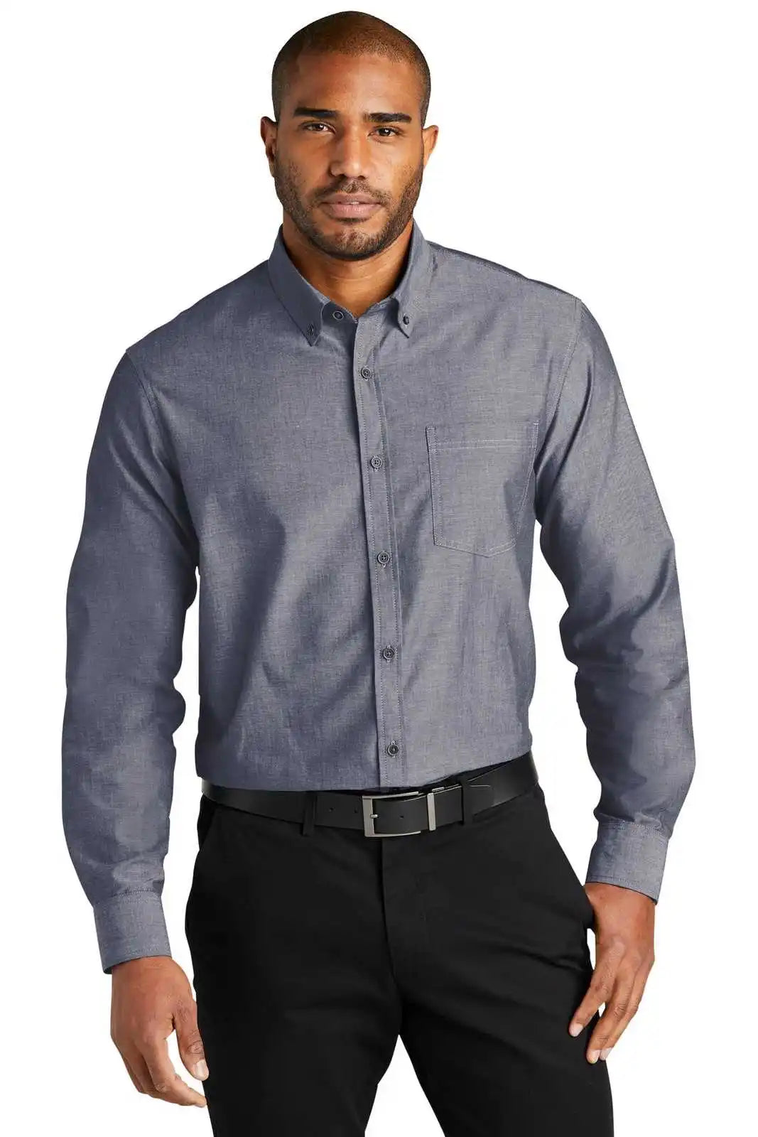 Port Authority W382 Long Sleeve Chambray Easy Care Shirt - Estate Blue