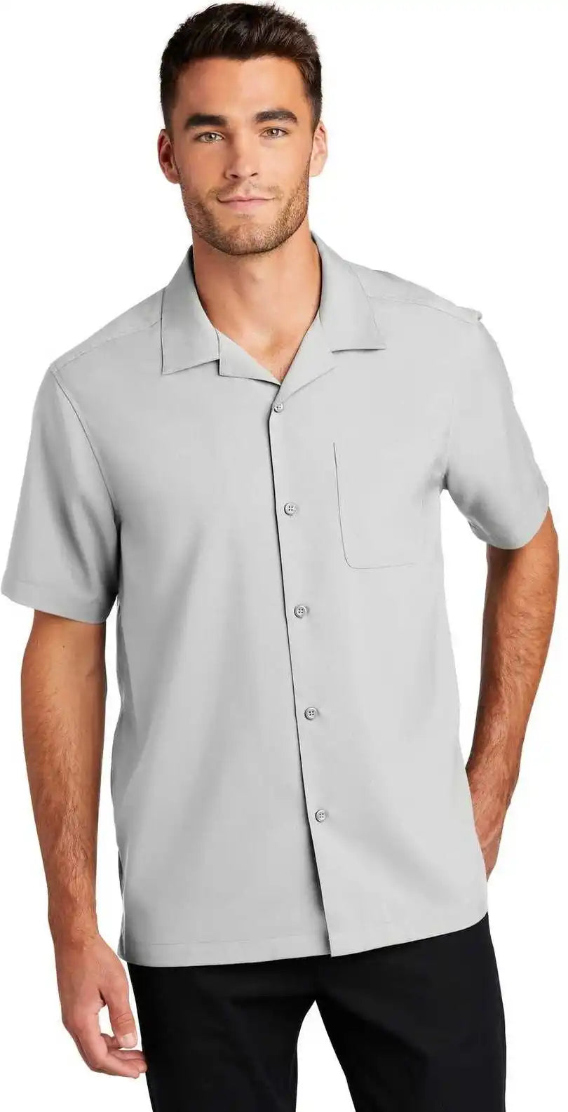 Port Authority W400 Short Sleeve Performance Staff Shirt - Silver