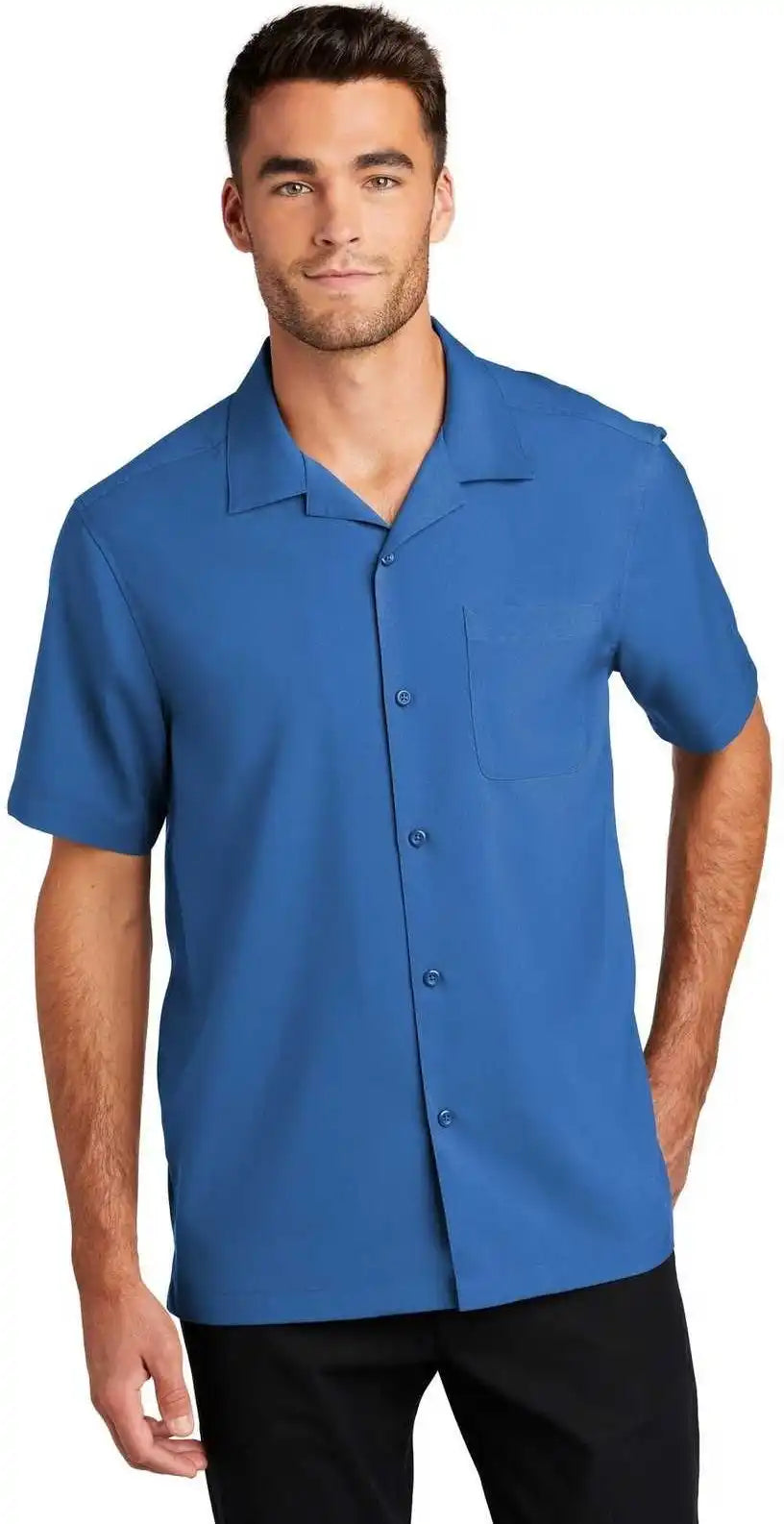 Port Authority W400 Short Sleeve Performance Staff Shirt True Blue