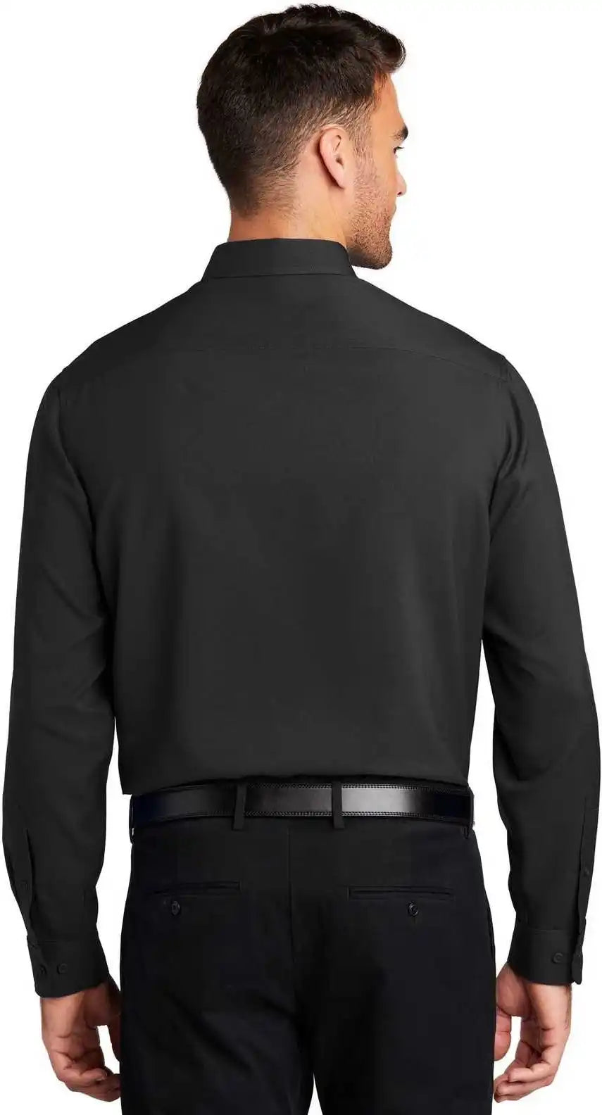 Port Authority W401 Long Sleeve Performance Staff Shirt - Black