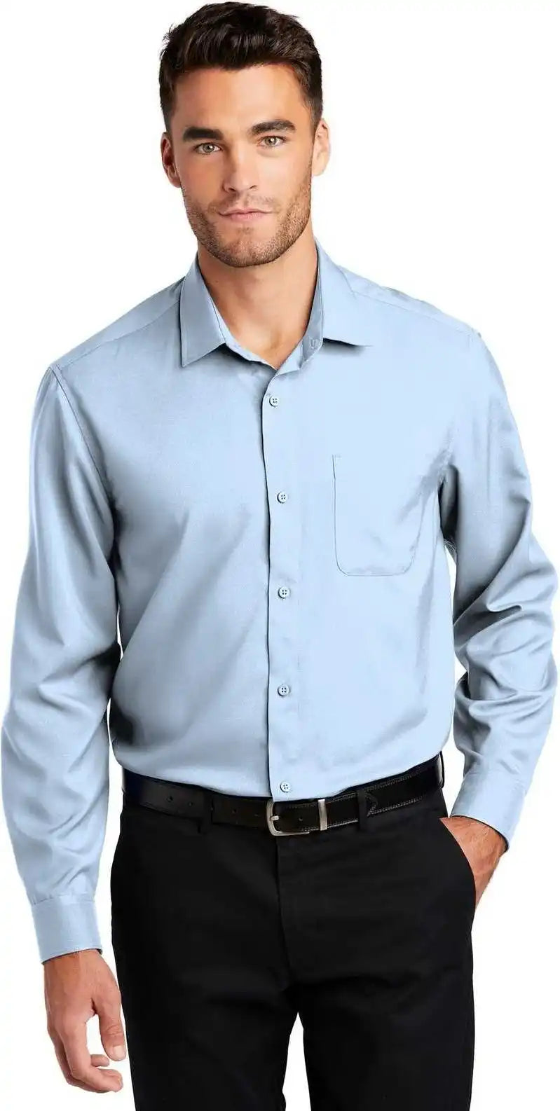 Port Authority W401 Long Sleeve Performance Staff Shirt - Cloud Blue