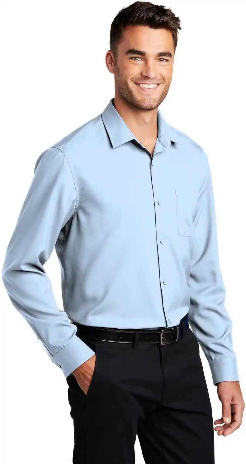 Port Authority W401 Long Sleeve Performance Staff Shirt - Cloud Blue