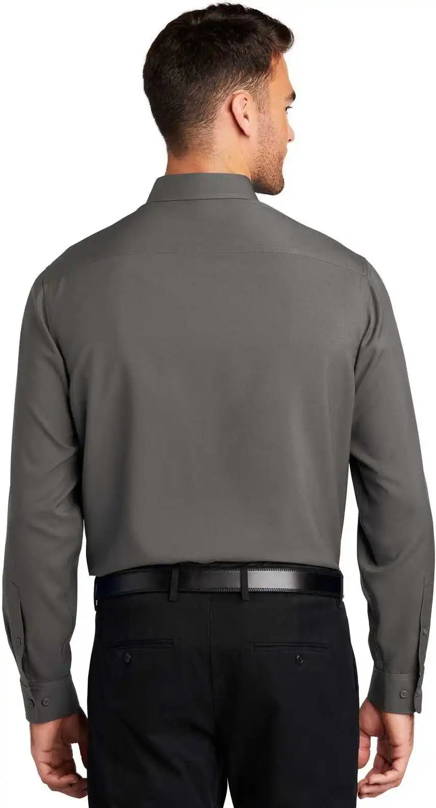 Port Authority W401 Long Sleeve Performance Staff Shirt Graphite
