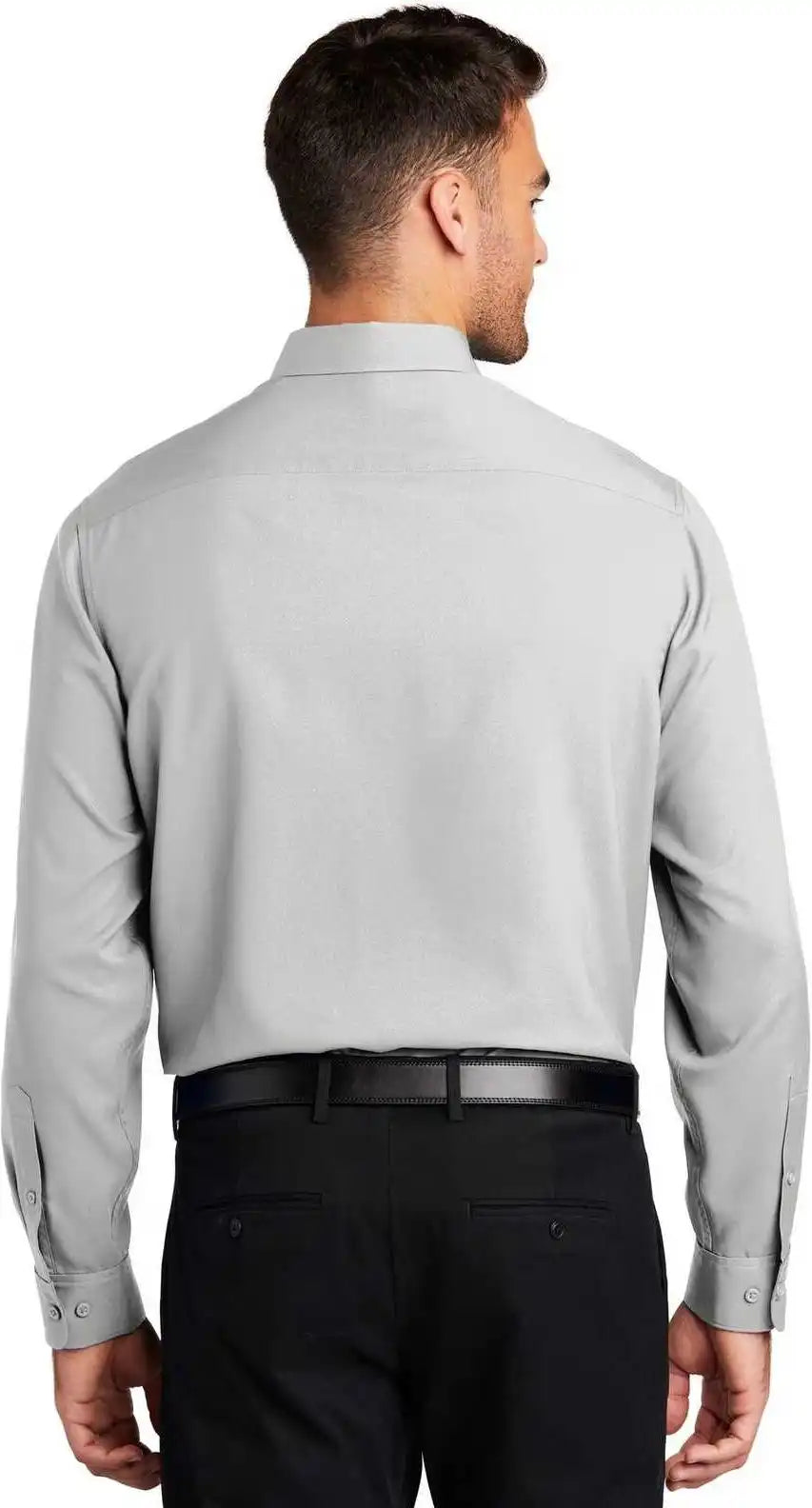 Port Authority W401 Long Sleeve Performance Staff Shirt - Silver