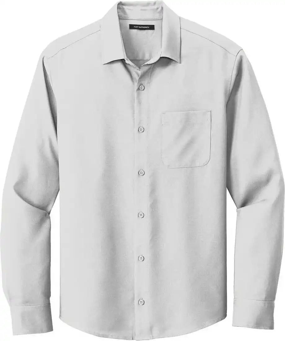 Port Authority W401 Long Sleeve Performance Staff Shirt - Silver