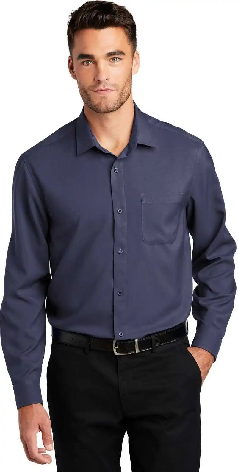 Port Authority W401 Long Sleeve Performance Staff Shirt True Navy