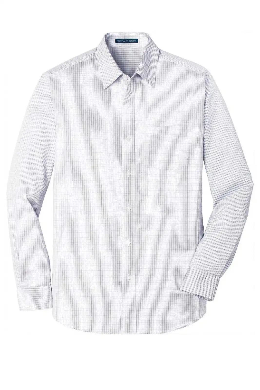 Port Authority W643 Micro Tattersall Easy Care Shirt - White Dark Gray