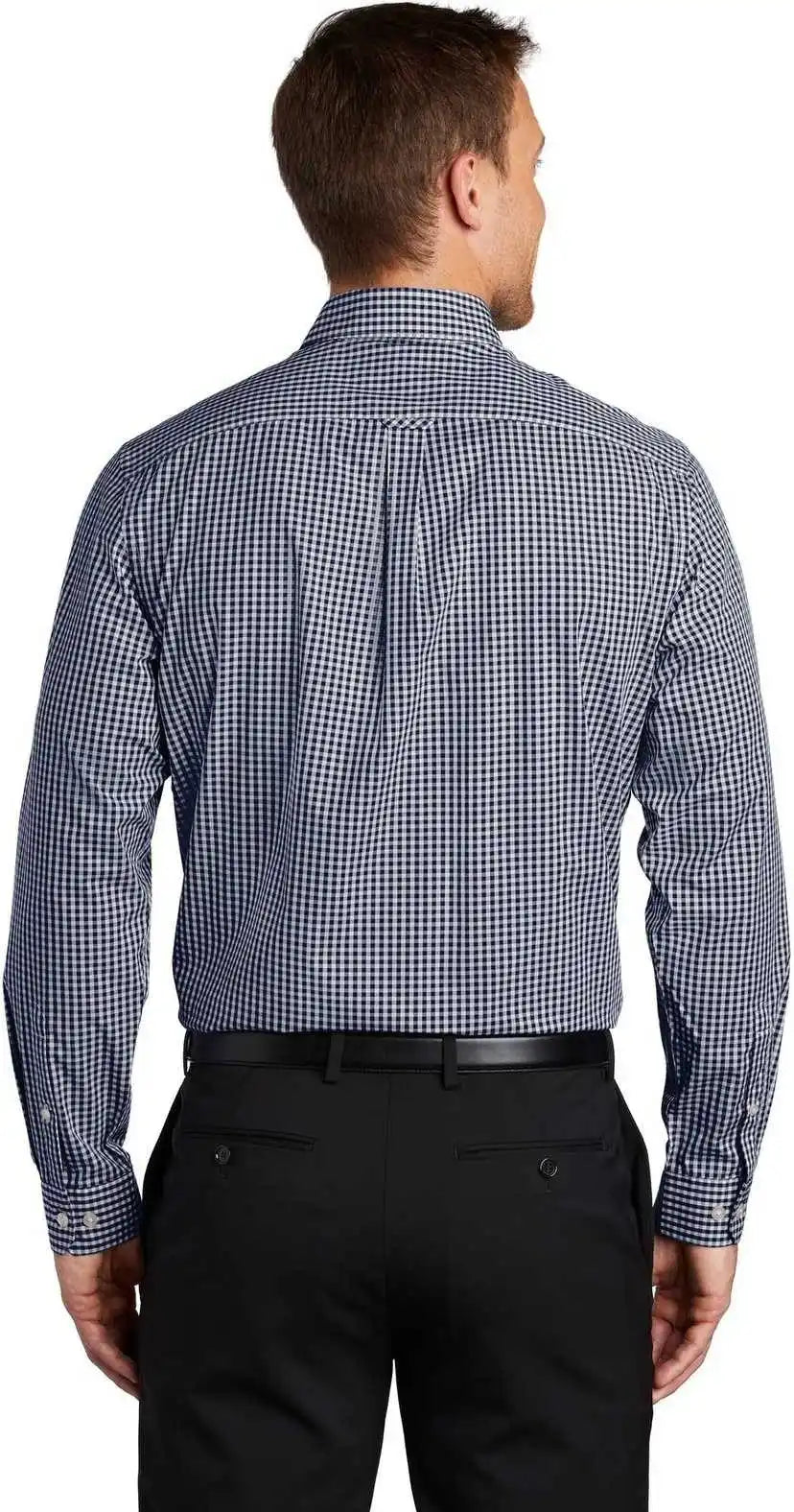 Port Authority W644 Broadcloth Gingham Easy Care Shirt - True Navy White