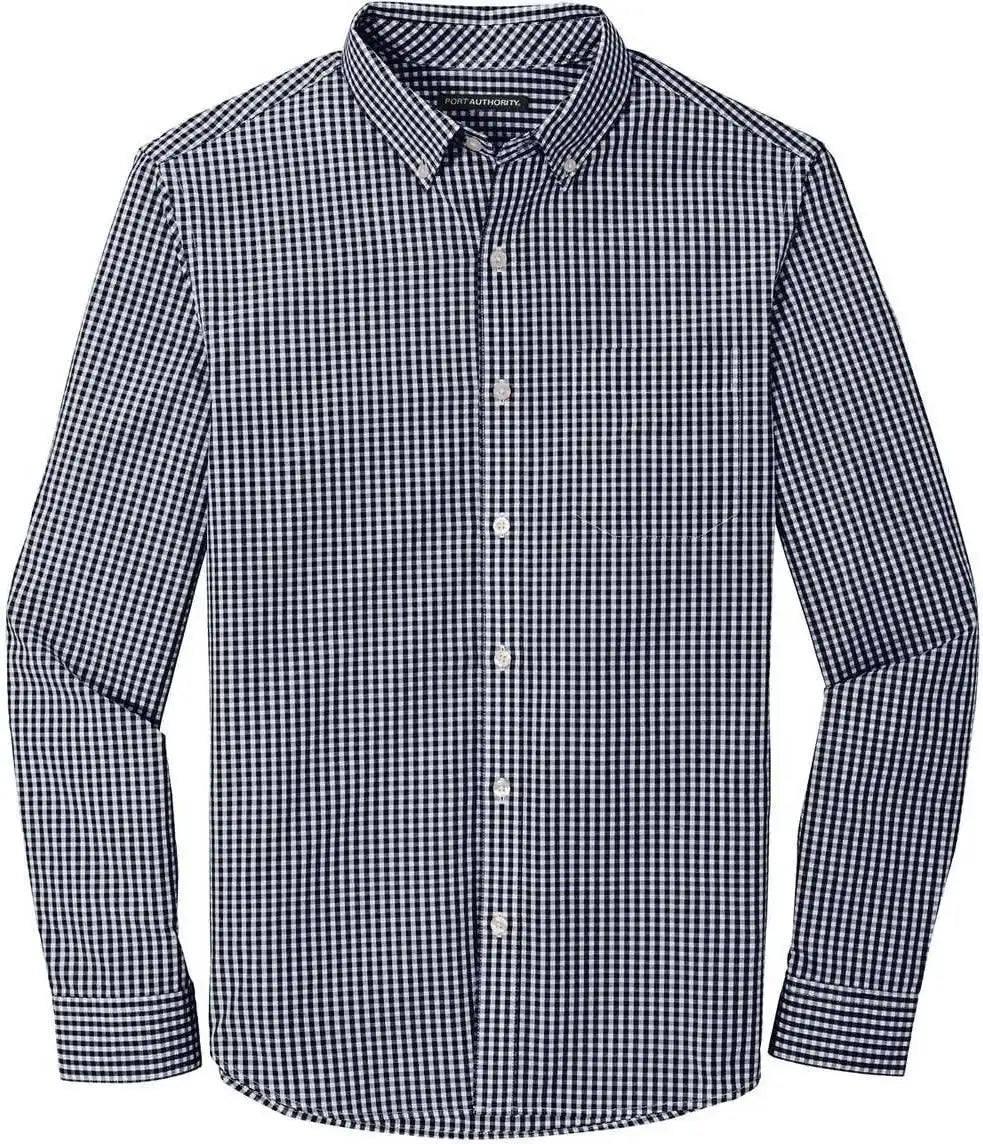 Port Authority W644 Broadcloth Gingham Easy Care Shirt - True Navy White