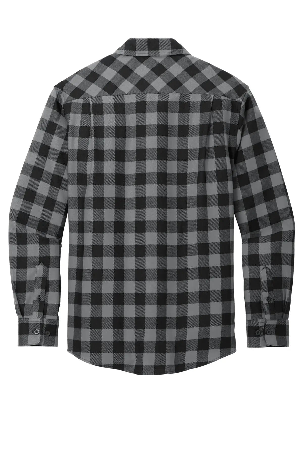 Port Authority W668 Plaid Flannel Shirt - Gray Black Buffalo Check
