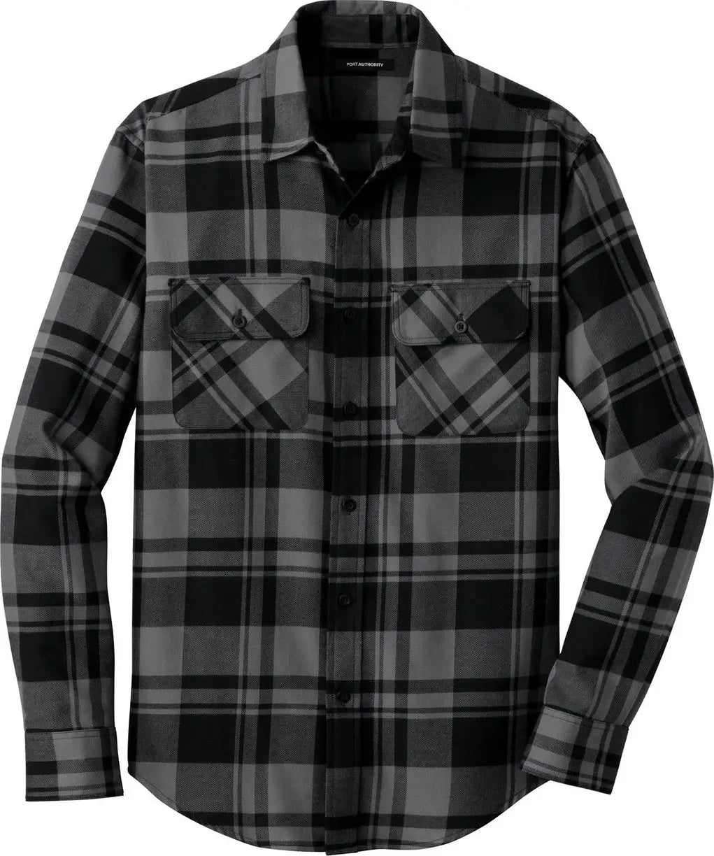 Port Authority W668 Plaid Flannel Shirt - Gray Black