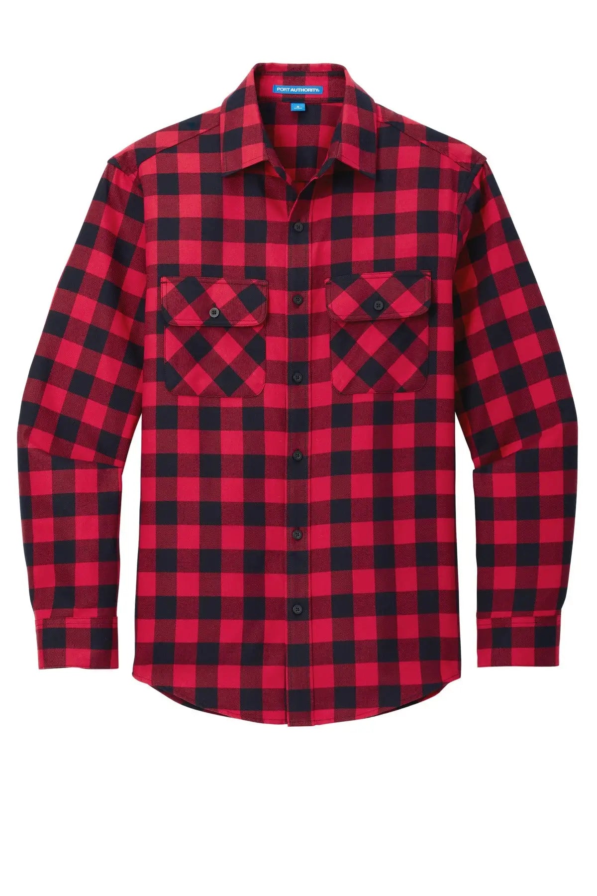 Port Authority W668 Plaid Flannel Shirt - Red Black Buffalo Check