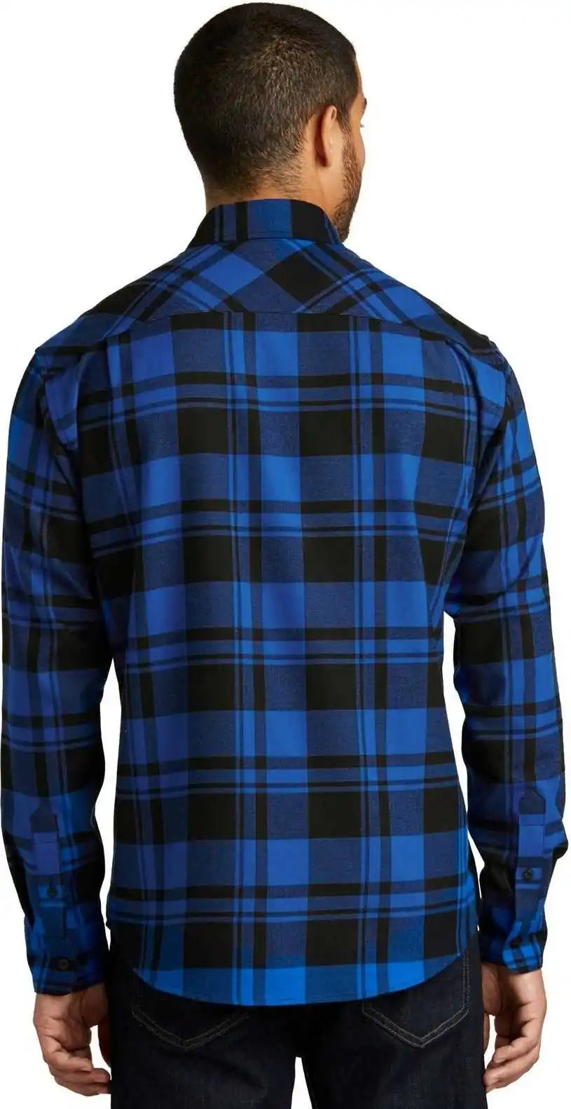 Port Authority W668 Plaid Flannel Shirt Royal Black