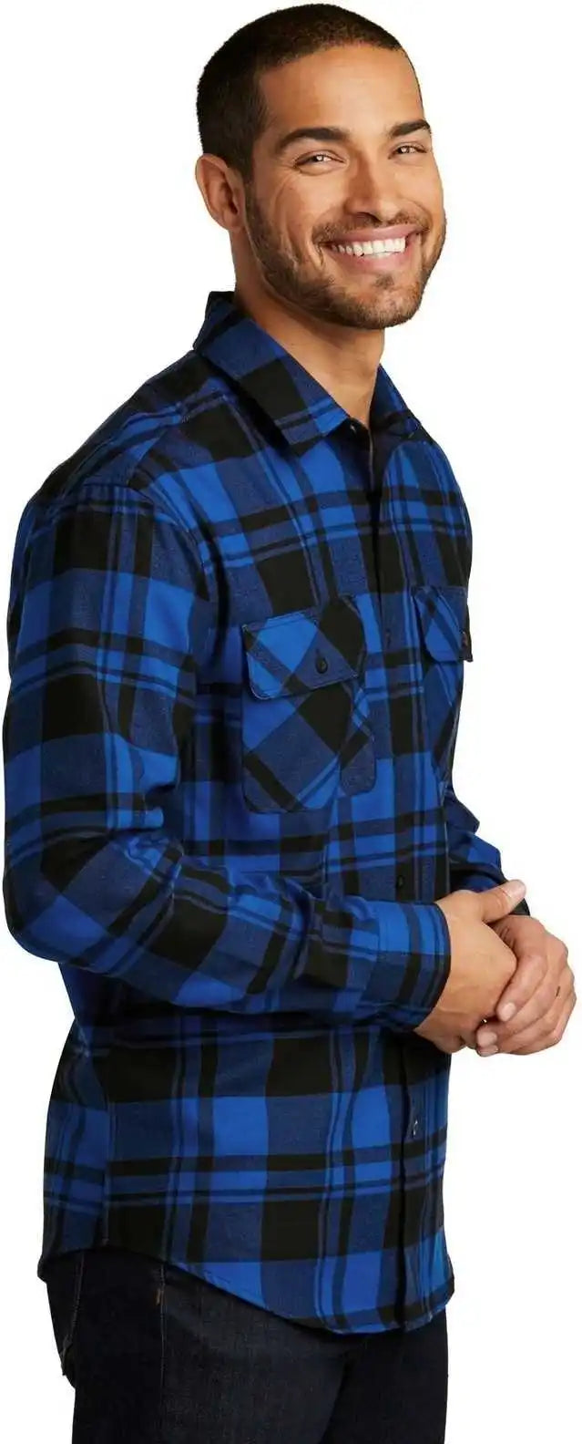 Port Authority W668 Plaid Flannel Shirt Royal Black